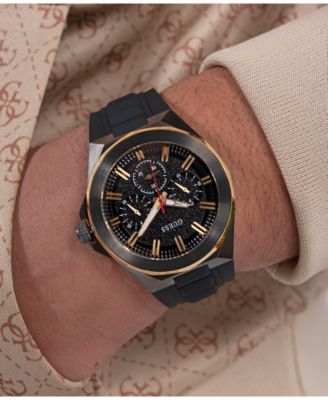 Men's Multi-Function Black Silicone Watch 46mm