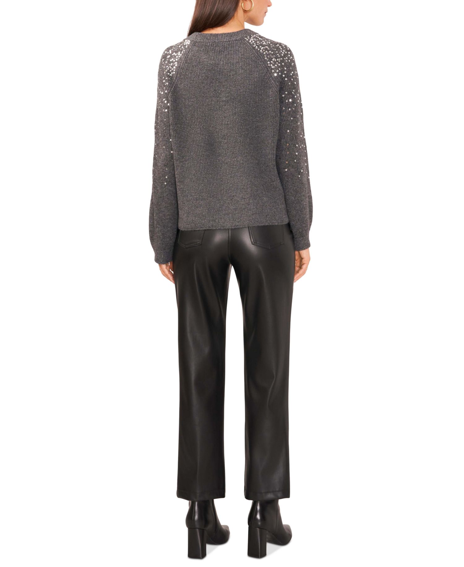 Women's Cozy Crewneck Sequined Raglan-Sleeve Sweater