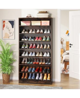 Tall Shoe Cabinet, 9 Tiers, Holds 40-45 Pairs, Heavy-Duty Wood Freestanding Shoe Storage