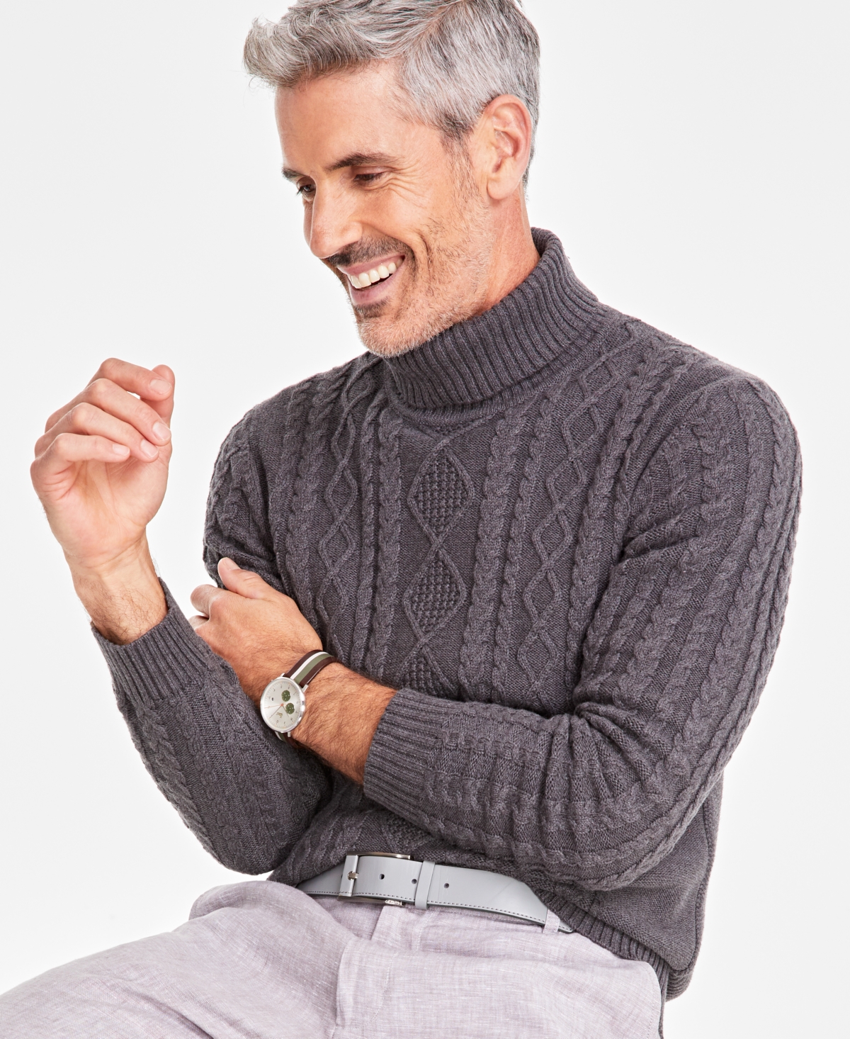 CLUB ROOM MEN'S CHUNKY TURTLENECK SWEATER, CREATED FOR MACY'S 