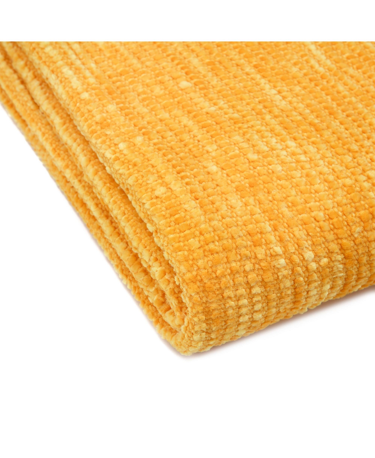 Chanasya Premium Soft Golden Chenille Knitted Textured Decorative Blanket - Elegant Lightweight Luxury Fuzzy Cozy Decor with Tassels for Couch S