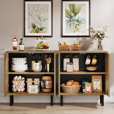 Sideboard Buffet with Storage, 59" Buffet Sideboard Cabinet with Adjustable Shelves