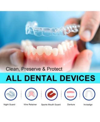 Retainer Cleaner with 120 Denture Cleaning Tablets, Quickly Remove Odors, Discoloration Stains & Plaque from Aligner, Mouth Guard, Night Guard and More Dental Appliances