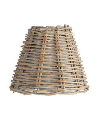 Collection Set of 6 Lamp Shades Natural Wicker Weave Small 3" Top x 6" Bottom x 5" High Candelabra Clip-On Fitting