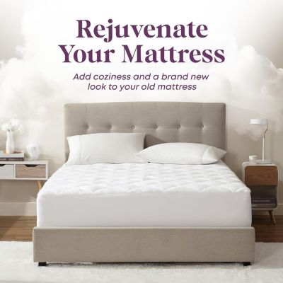 CIRCLESHOME Double Puff Microfiber Fleece Mattress Pad White