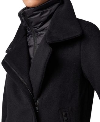 Women's Puffer-Bib Asymmetric Zip-Front Coat