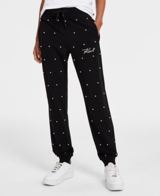 KARL LAGERFELD PARIS Women's Faux-Pearl Embellished Jogger