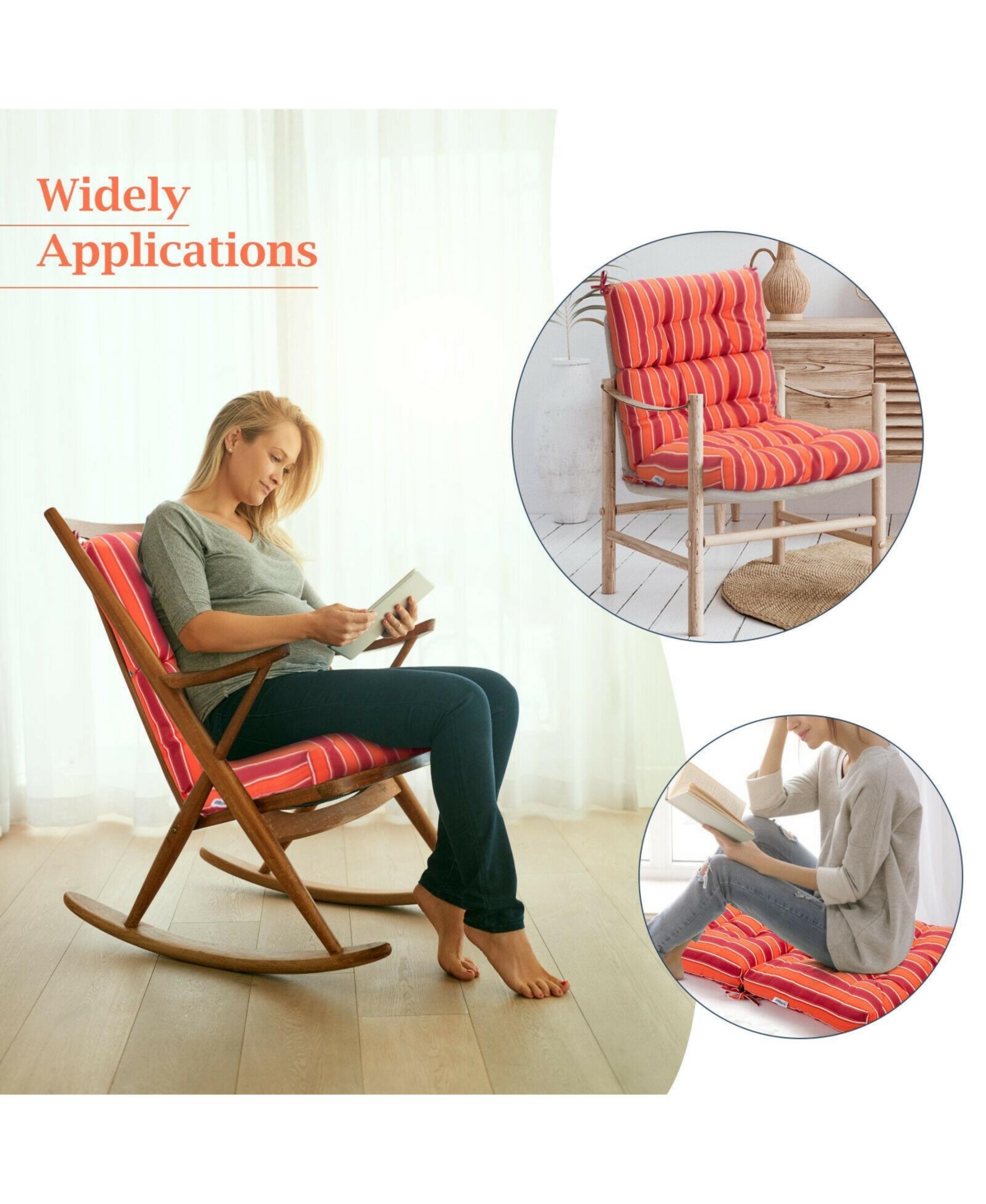 Skonyon Tufted Patio High Back Chair Cushion with Non-Slip String Ties