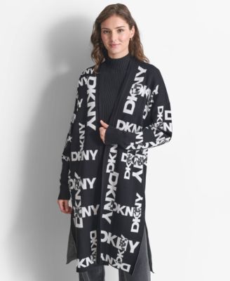 DKNY - Women's Collarless Long-Sleeve Logo Cardigan