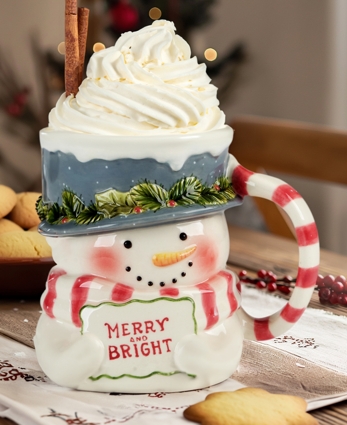 Certified International Snowman Greetings 3D Mugs, Set of 4