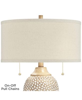 Cody Rustic Farmhouse Table Lamps 24 1/2" High Set of 2 Beige Textured Pebble Drum Shade for Bedroom Living Room Bedside Nightstand House
