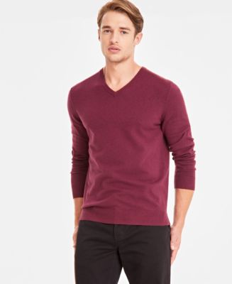 Alfani Men's Solid V-Neck Cotton Sweater, Created for Macy's - Macy's