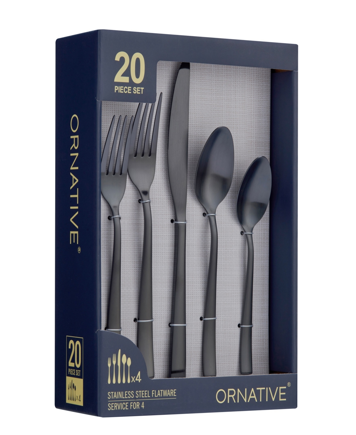 Ornative Lola Service For 4 20 Piece Flatware Set In Black