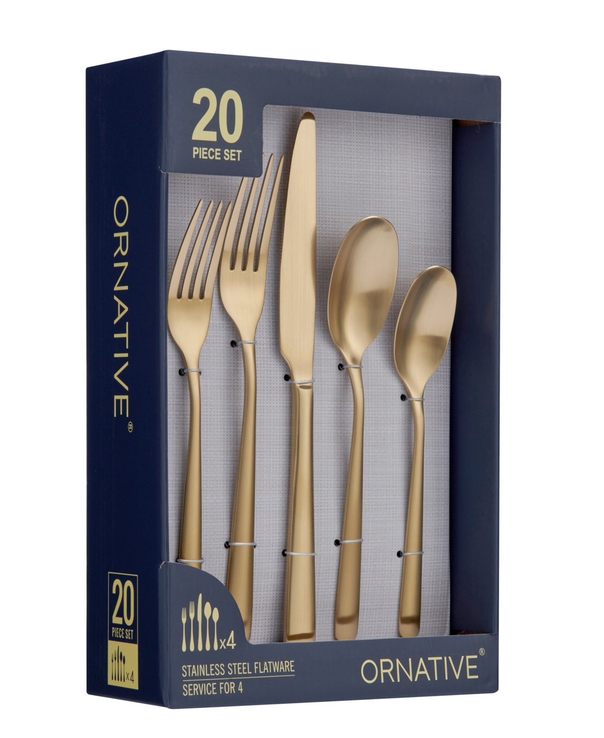 Ornative Aabbye Service For 4 20 Piece Flatware Set In Gold