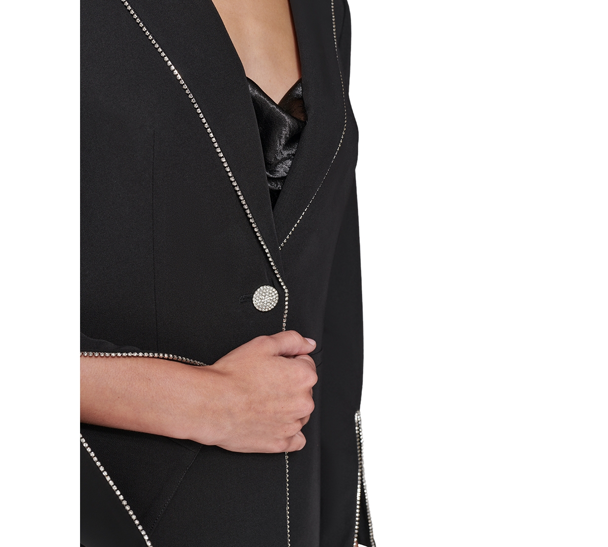 Shop Karl Lagerfeld Women's Rhinestone-trim Blazer In Black