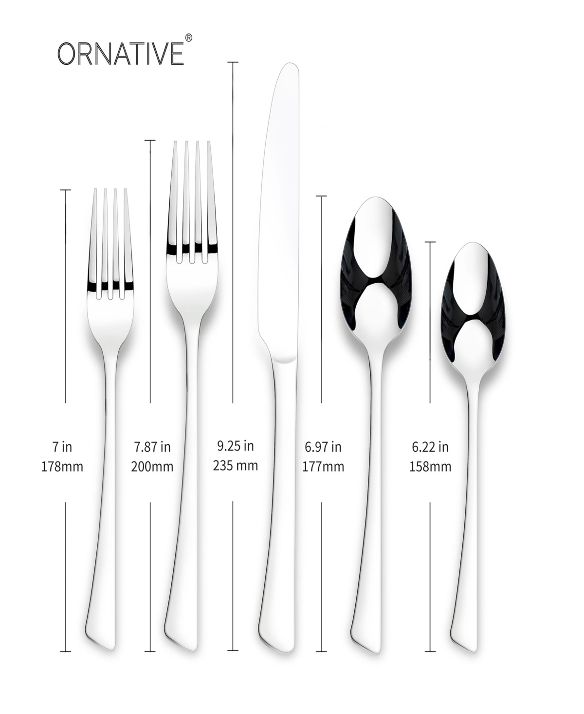 Ornative Abril Mirror Service For 4 20 Piece Flatware Set In Silver