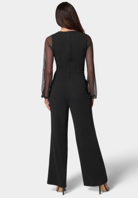 Women's V-Neck Jumpsuit with Powermesh Sleeve