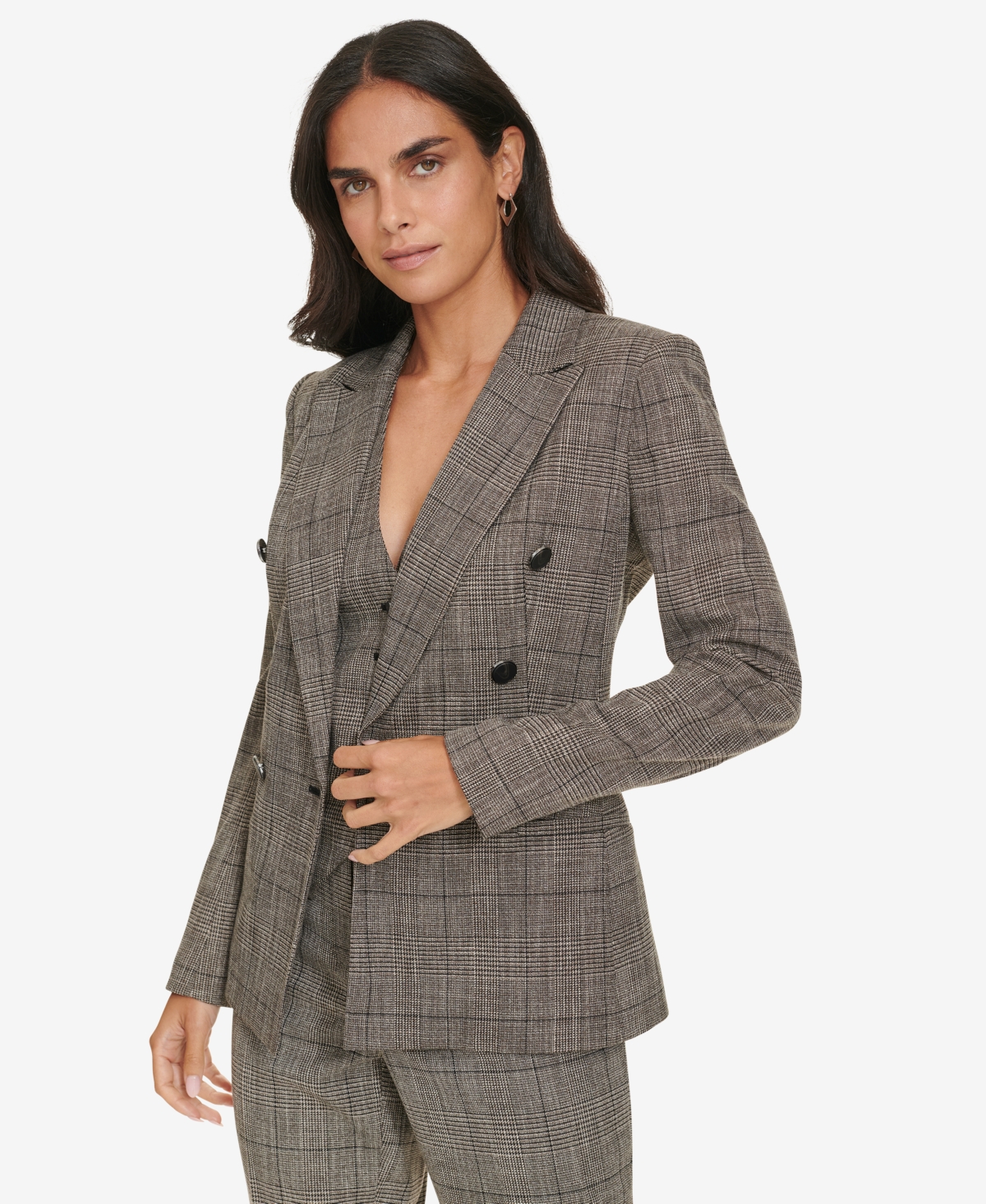 Calvin Klein Women's Double-Breasted Houndstooth Blazer