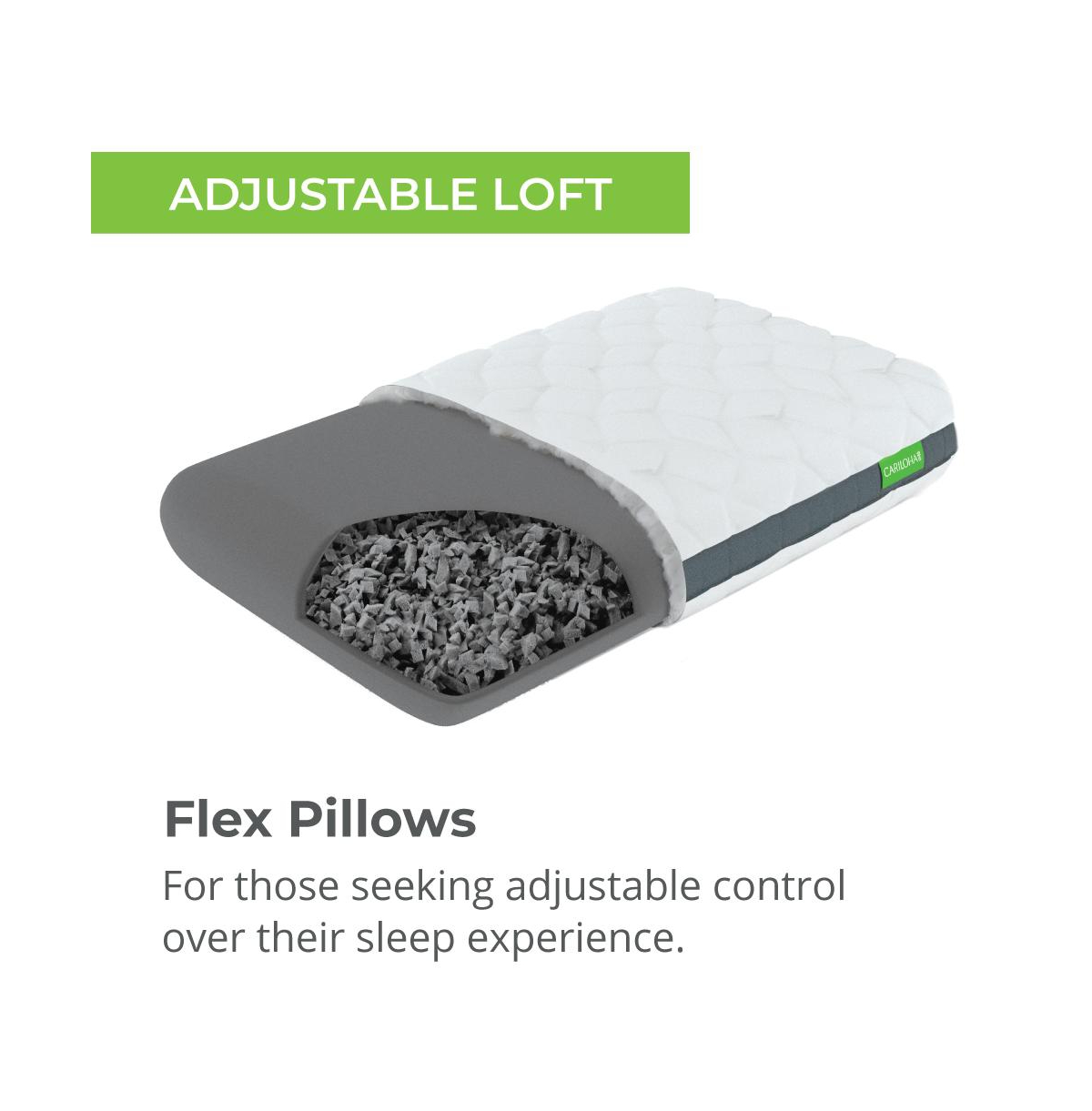 Cariloha Universal & Adjustable Flex Pillow | White | Standard | 32"x20" | Viscose Material | Naturally breathable, Hypoallergenic, & Moisture wicking