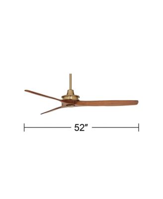 52" Windspun Modern Indoor Ceiling Fan 3 Blade Remote Control Brass Finish Motor Walnut Finish Wood Blades Bedroom