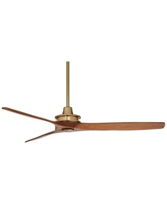 52" Windspun Modern Indoor Ceiling Fan 3 Blade Remote Control Brass Finish Motor Walnut Finish Wood Blades Bedroom