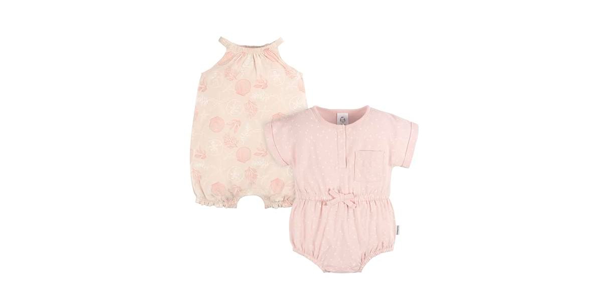 Gerber Baby Girls Baby Sleeveless and Short Sleeve Romper, 2 Pack