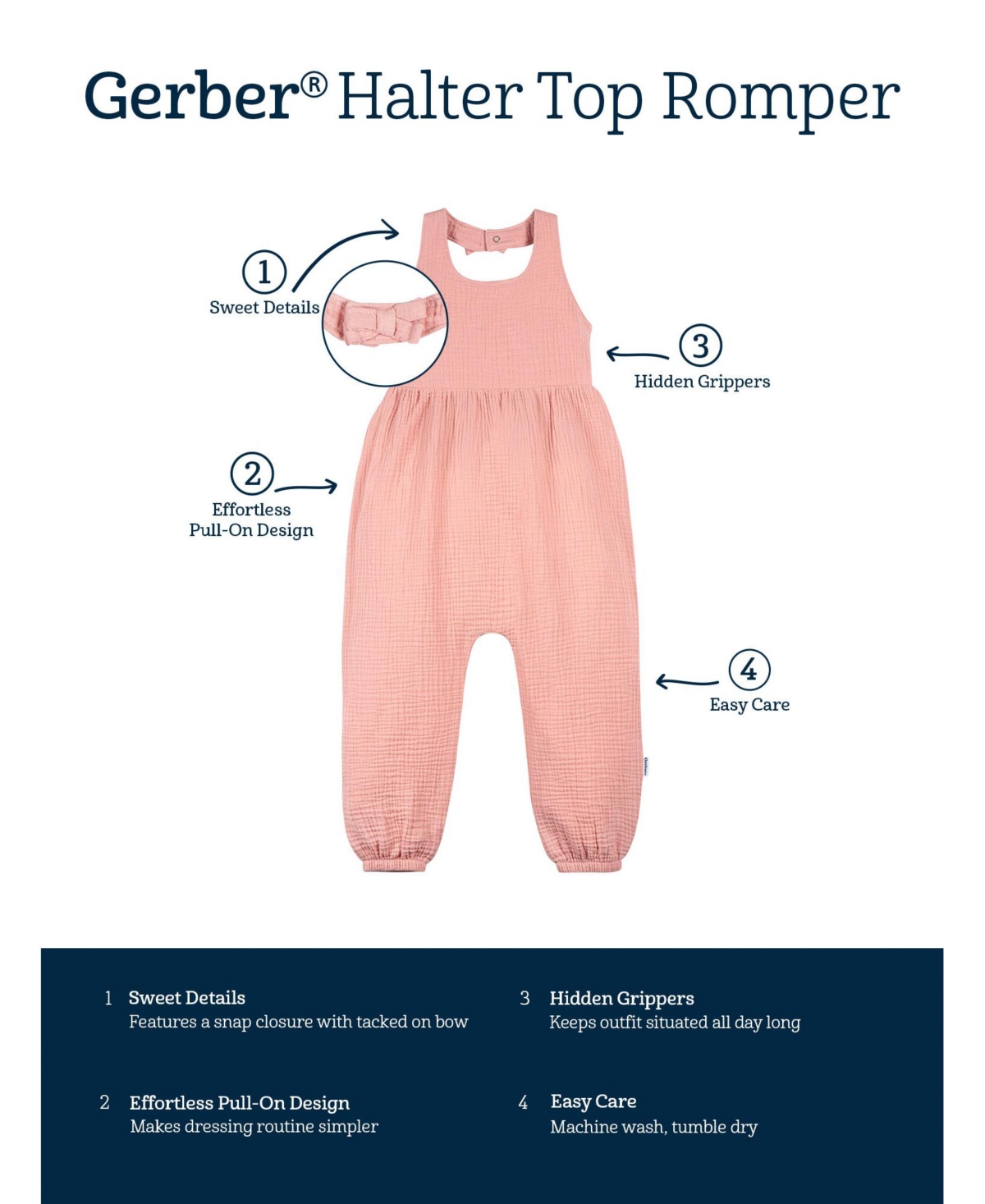 Gerber Toddler Girls Gauze Halter Romper