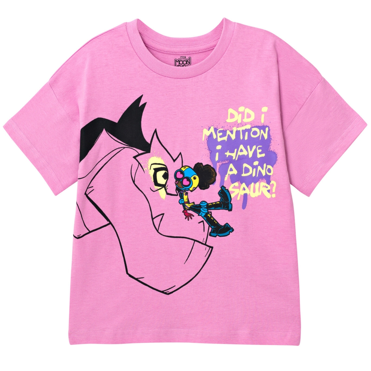 Marvel Little Girls Moon Devil Dinosaur Oversized Drop Shoulder T-Shirt and Bike Shorts Outfit Set to -/ black