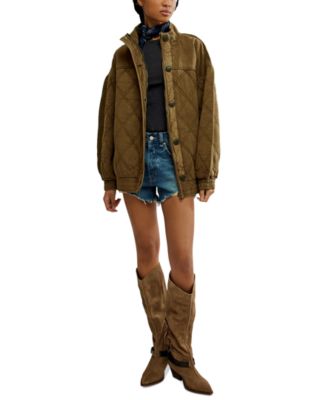 Free People Women's Juno Quilted Cotton Zip-Front Jacket - Macy's