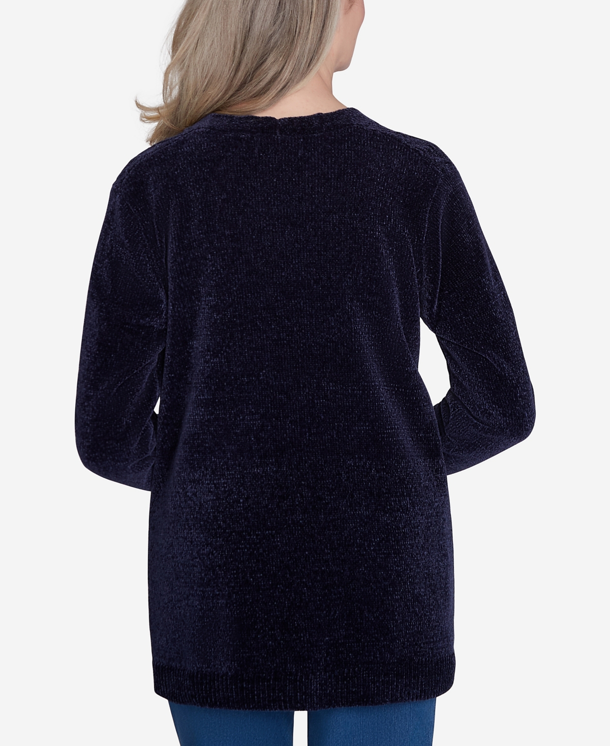 ALFRED DUNNER PETITE CLASSICS CHENILLE CARDIGAN SWEATER WITH POCKETS 