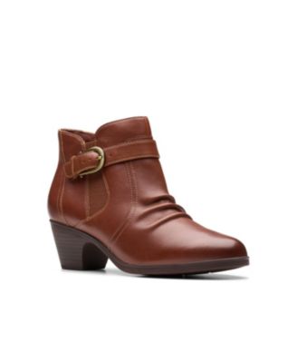 Clarks brown leather ankle boots womens on sale