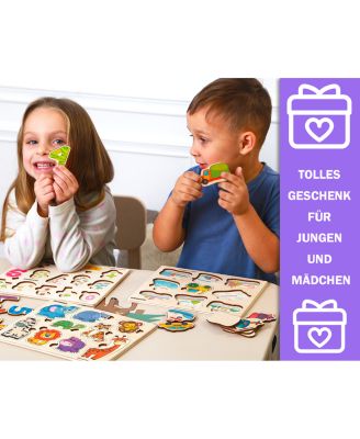 Learning Travel Toddler Wooden Puzzles Ages 2-4  Animals Shapes