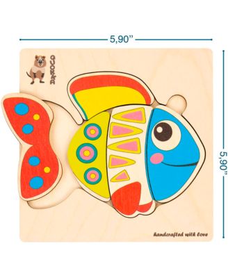 6XSET Realistic Wooden Montessori Puzzles for Toddlers Ages 1-3