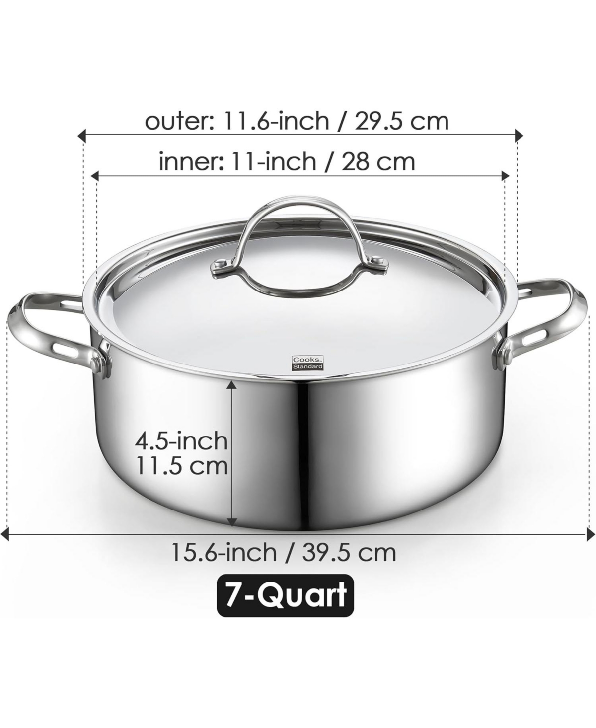 Cooks Standard 7-Quart Multi-Ply Clad Stainless Steel Pasta Cooking Canning Pot with Lid