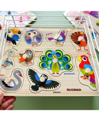 6X Wooden Puzzles for Toddlers 1-3 with Rack - Alphabet, Numbers, Animals