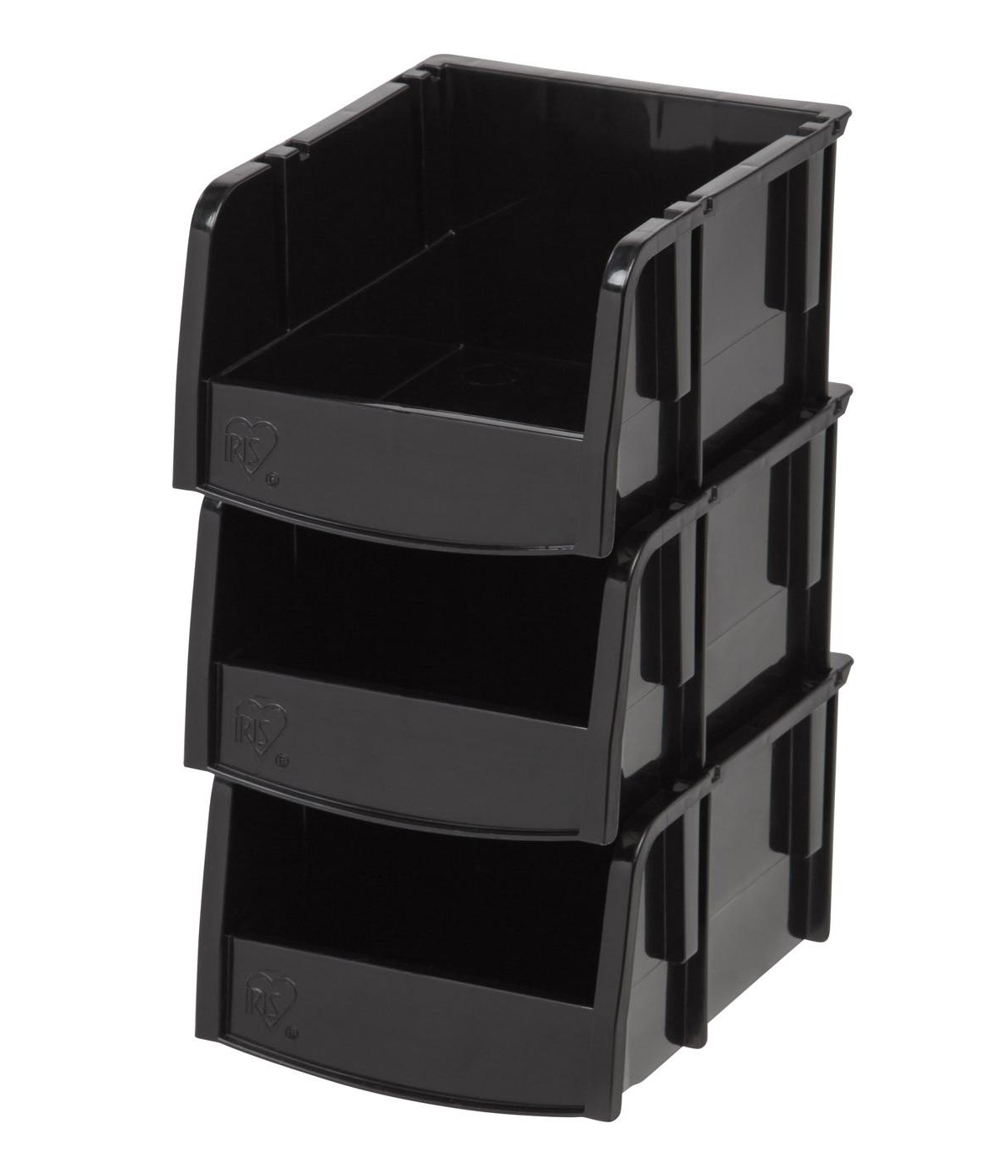 Iris Usa 24 Pack Small Plastic Open Front Stackable Storage Bin,- Black