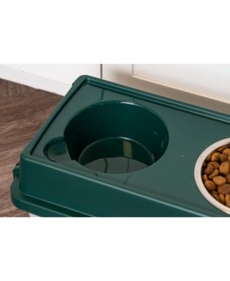 Remington 13lbs/12qt Medium Elevated Dog Food Bowl with Airtight Pet Food Storage Container, Green