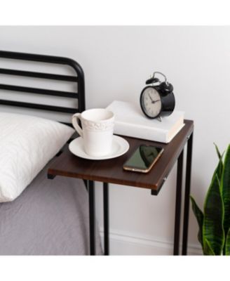 USA Wood and Metal Frame Side Table, Accent Sofa End Table Coffee Snack, Bedroom Night Stand, Living Room Computer Desk, C-Shape Wide