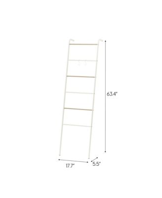 USA Free-Standing Clothing Rack, Clothes Organizer, Ladder Style, Metal Garment Rack, White