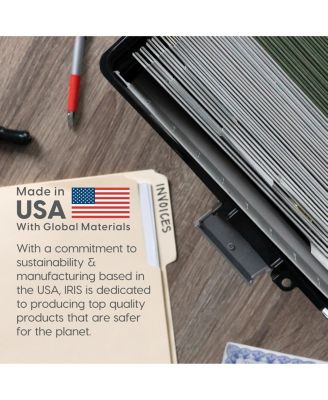 Portable Letter Size File Box with Built-In Organizer Lid and Handle for Hanging Folders, Large, Black