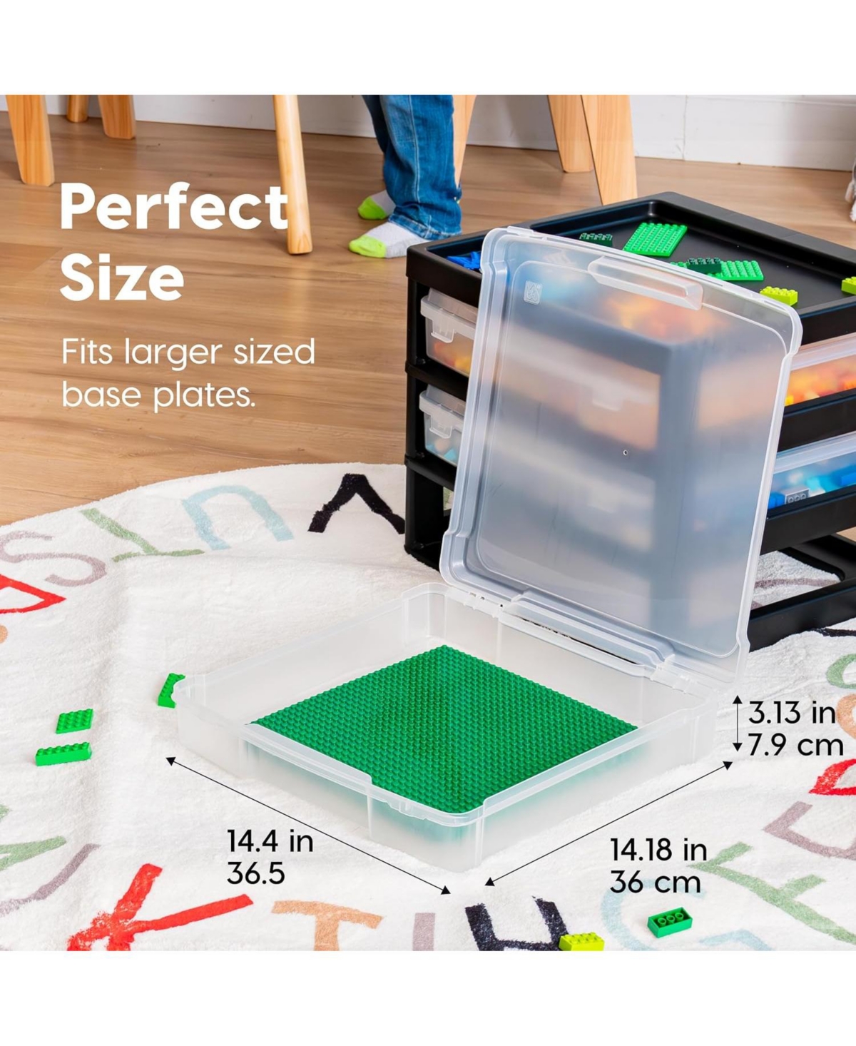 Iris Usa 3 Drawers Scrapbook Plastic Storage Unit with Organizer Top,- Black