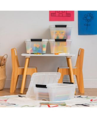 USA 13 Qt Stackable Plastic Storage Bins with Lids, 4 Pack - BPA-Free, Made in USA - Discreet Organizing Solution, Latches, Durable Nestable Containers, Secure Pull Handle - Pearl