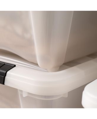 6 Pack 19qt Plastic Storage Bin with Lid and Secure Latching Buckles, Pearl