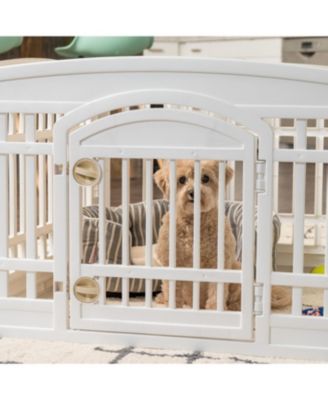 24-inch 4 Panel Exercise Pet Playpen with Door, White