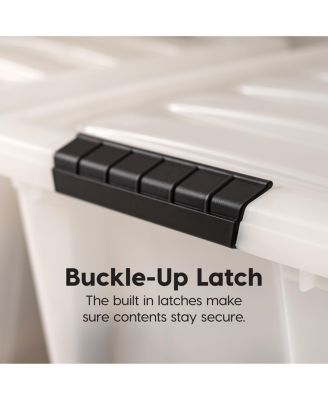 6 Pack 19qt Plastic Storage Bin with Lid and Secure Latching Buckles, Pearl