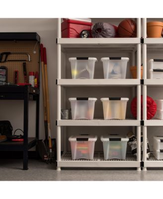 6 Pack 19qt Plastic Storage Bin with Lid and Secure Latching Buckles, Pearl