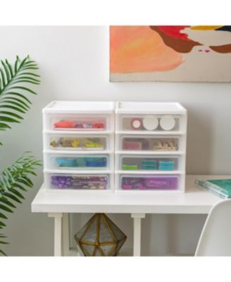 USA 2Pack 4 Drawers Plastic Clear View Desktop Storage Organizer