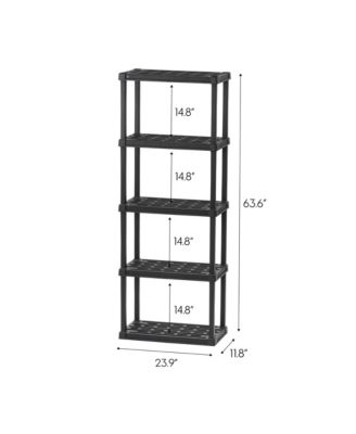 USA 5-Tier Shelving Unit, 64" Fixed Height, Medium Storage Organizer Shelf for Home, Garage, Basement, Shed and Laundry Room, 24"L x 12"W x 64"H, Made with Recycled Materials, Black