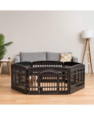 USA 24" Exercise 6-Panel Pet Playpen with Door, Dog Cat Playpen For Puppy Small Dogs Keep Pets Secure Easy Assemble Easy Storing Customizable Non-Skid Rubber Feet, Black