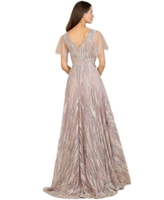 Women's Cape Sleeve V-Neck Gown